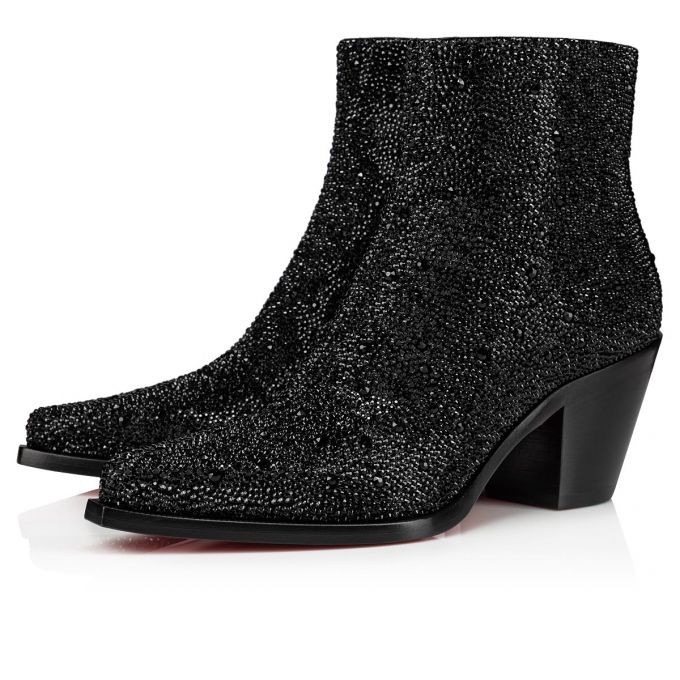 Christian Louboutin With My Strass 65 Suede Boots Ženske Čizme Crne | RS-15216