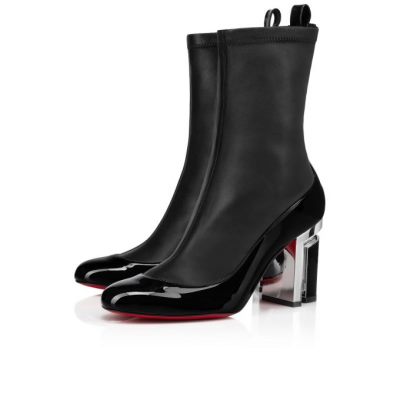 Christian Louboutin Bootnik 85 Patent Boots Ženske Čizme Crne Srebrne | RS-96758