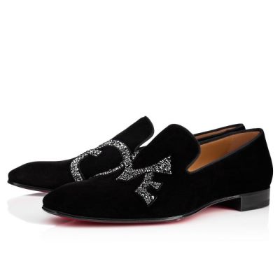 Christian Louboutin Dandylove Strass Veau Velours Loafer Muške Loafers Crne | RS-46651