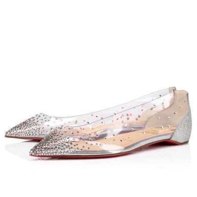 Christian Louboutin Degrastrass Pvc 000 Version Pvc Flats Ženske Flats Srebrne | RS-53321