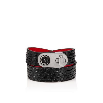 Christian Louboutin Elisa Bracelet Double 15 Calf Bracelets Ženske Bracelets Crne Srebrne | RS-35291