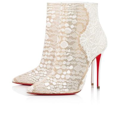 Christian Louboutin Gipsybootie 100 Lace Bootie Ženske Čizme Bijele Plave | RS-18771