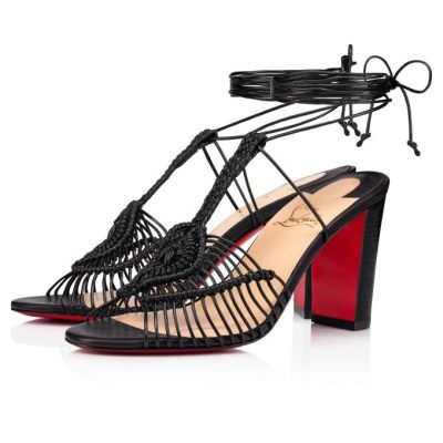 Christian Louboutin Janis In Heels 85 Lucido Calf Sandals Ženske Sandale Crne | RS-66822