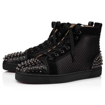 Christian Louboutin Lou Spikes 2 Cotton Sneakers Muške Patike Crne | RS-51691