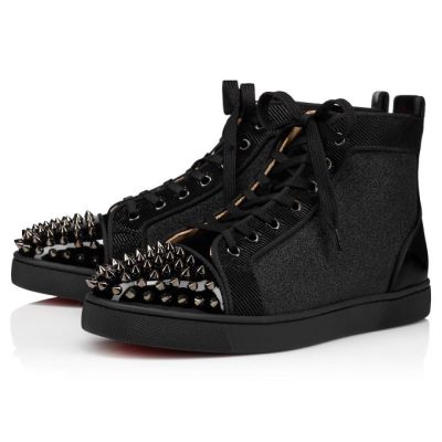 Christian Louboutin Lou Spikes Orlato Creative Koža Sneakers Muške Patike Crne | RS-73467