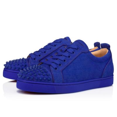 Christian Louboutin Louis Junior Sp 000 Mat Veau Velours Sneakers Muške Patike Plave | RS-47268