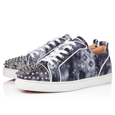 Christian Louboutin Louis Junior Spikes Orlato Cotton Sneakers Muške Patike Visebojne Srebrne | RS-59422