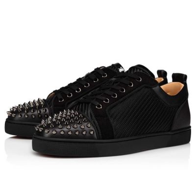 Christian Louboutin Louis Junior Spikes Orlato Cotton Sneakers Muške Patike Crne | RS-84931