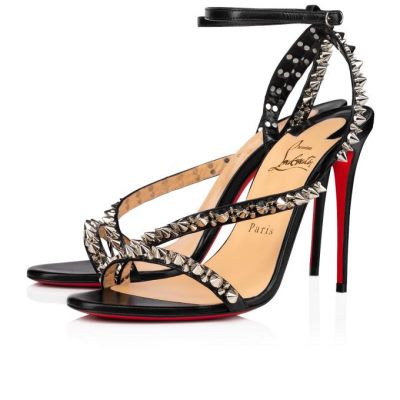 Christian Louboutin Mafaldina Spikes 100 Sandals Ženske Sandale Crne Srebrne | RS-15288