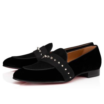 Christian Louboutin Nit Night Classic Fabric Loafer Muške Loafers Crne Srebrne | RS-91714