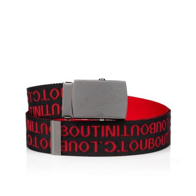 Christian Louboutin Ricky Plate Belt Classic Fabric Belts Muške Remeni Crne Crvene Metalne | RS-17775