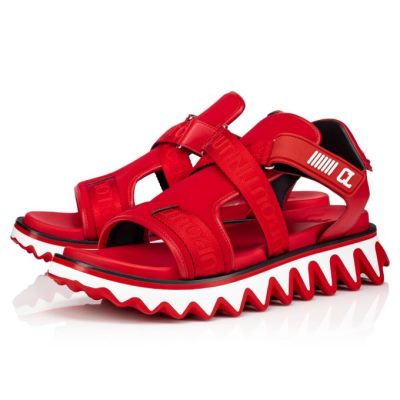 Christian Louboutin Summer Loubishark Calf Sandals Muške Espadrilles & Sandals Crvene | RS-79652