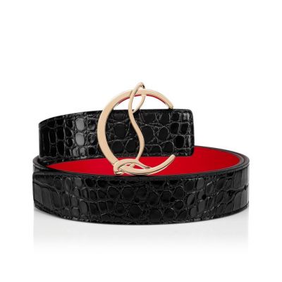 Christian Louboutin W Cl Logo Belt Creative Koža Belts Ženske Remeni Crne Zlatne | RS-97724