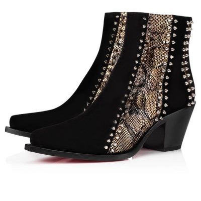 Christian Louboutin With My Guitar 65 Vers Suede Boots Ženske Čizme Crne | RS-10421